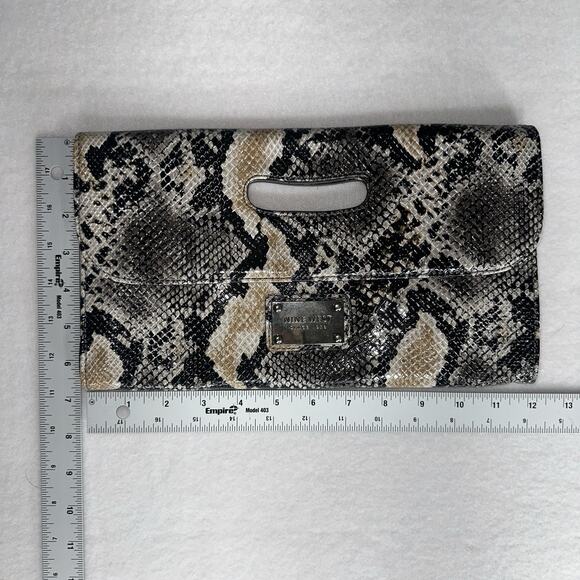 Nine West Snakeskin Envelope Purse Hand Bag Clutch Animal Print - Picture 6 of 9